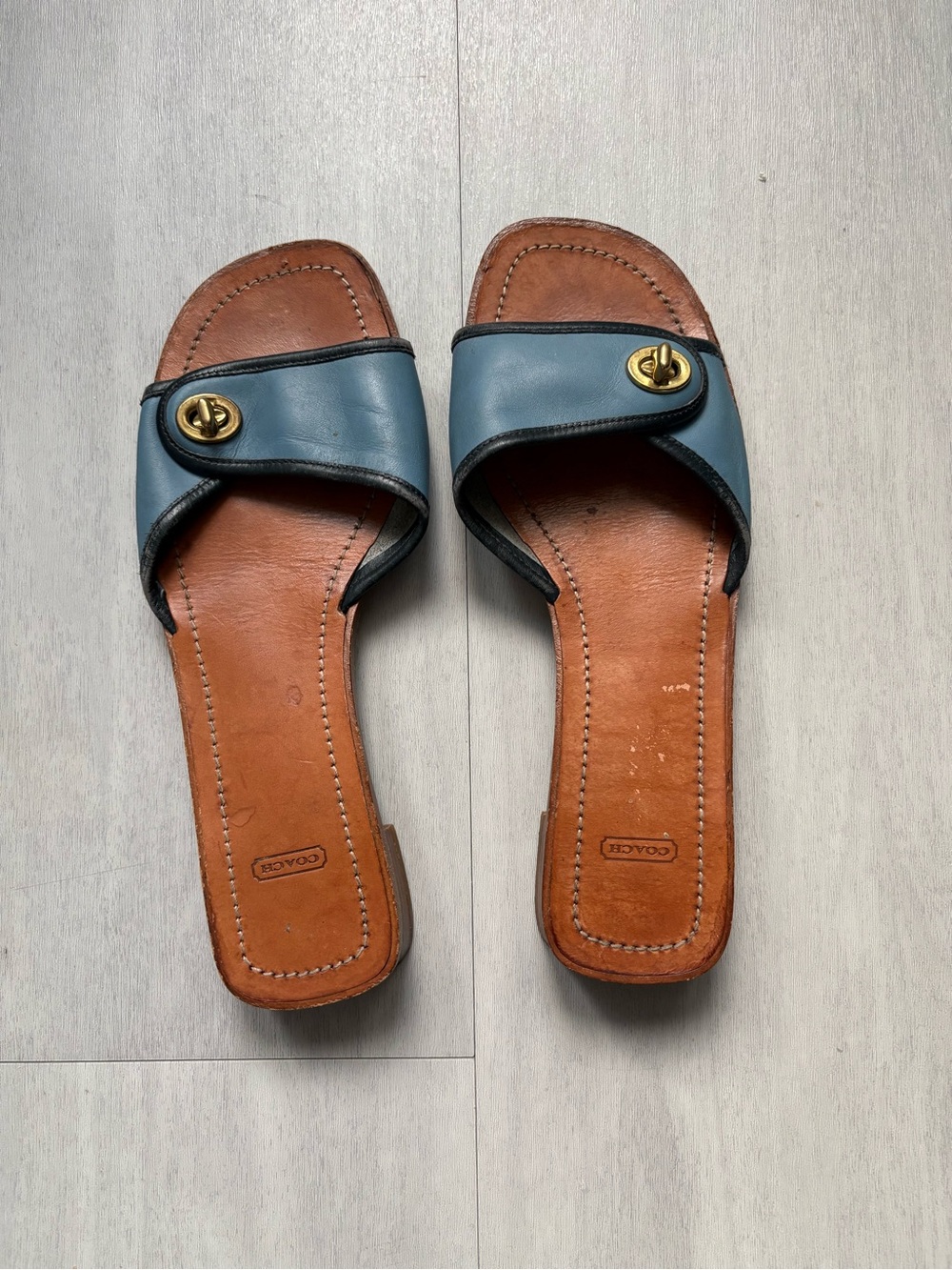 Coach Color block Blue Slide Sandals